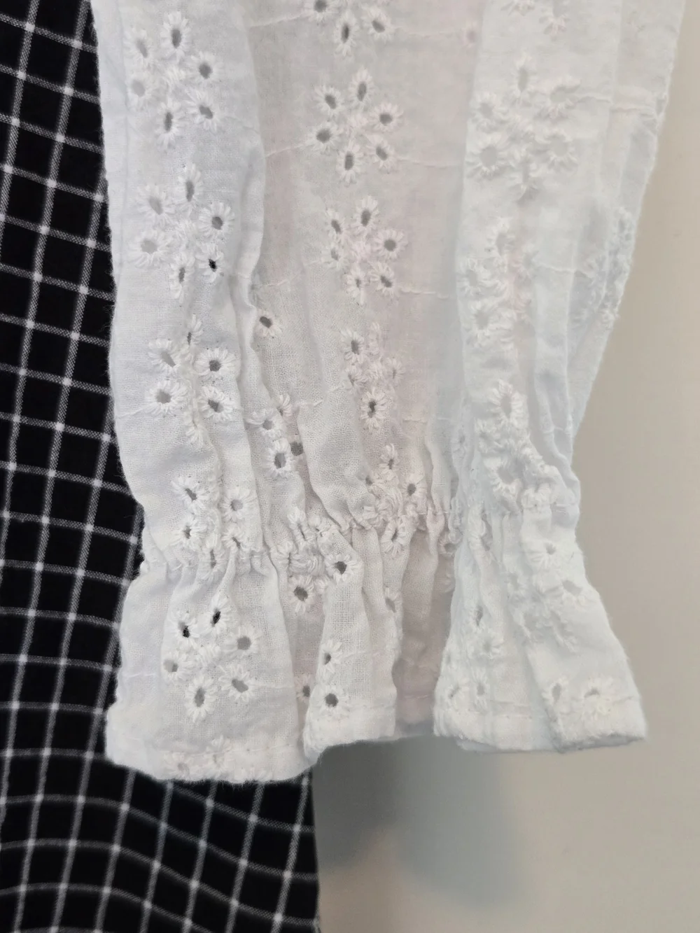 Blue Check Midi Dress with White Lace Bodice - Picture 4 of 5
